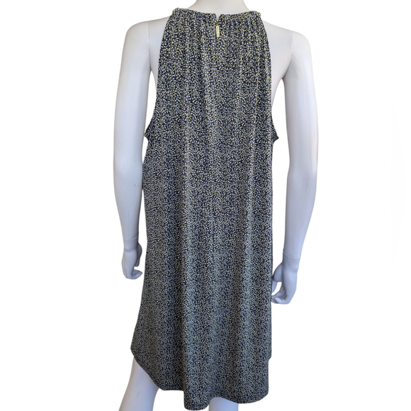 MICHAEL Michael Kors Halter Gold Chain Link Straps Navy & Yellow Dress - Picture 10 of 10
